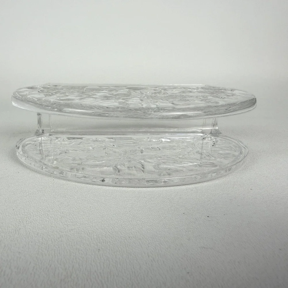 Princess House Fantasia Napkin Holder Clear Crystal Glass Poinsettias Vintage